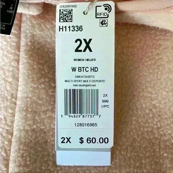 adidas Essentials Golden Logo Fleece Hoodie in Halo Blush Size 2X NWT - Picture 9 of 12